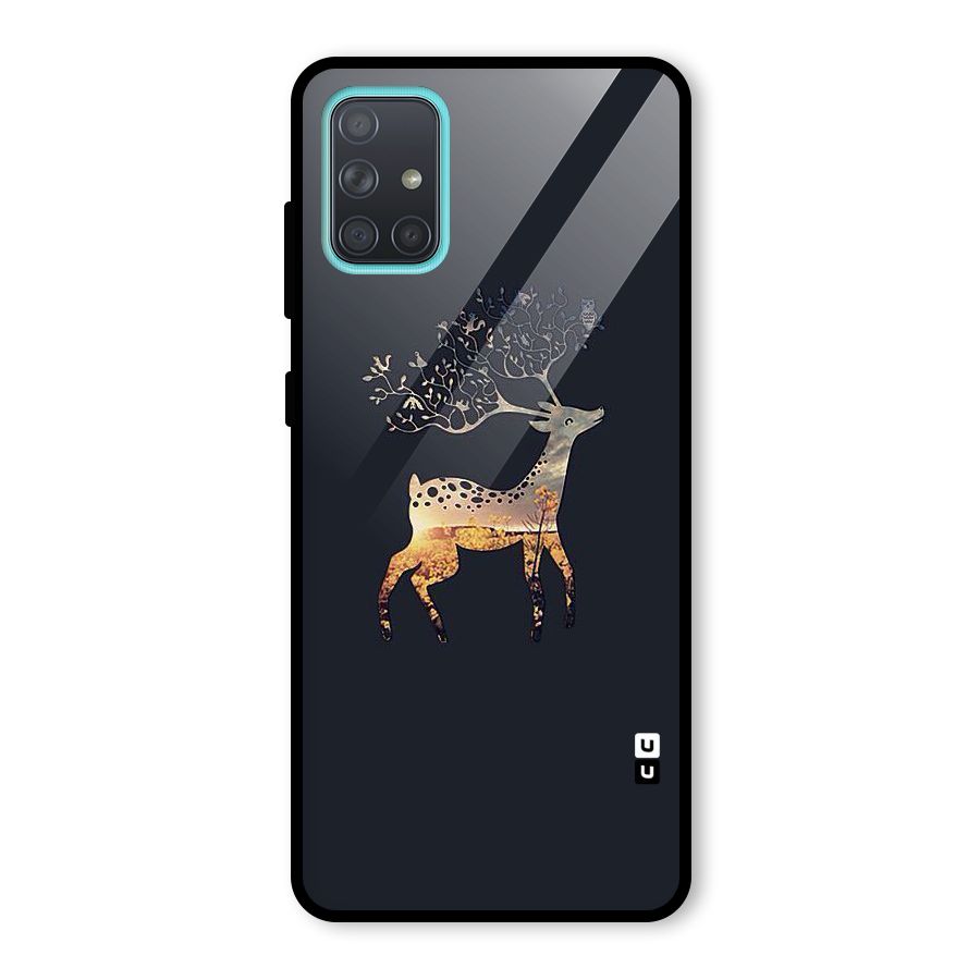 Black Deer Glass Back Case for Galaxy A71