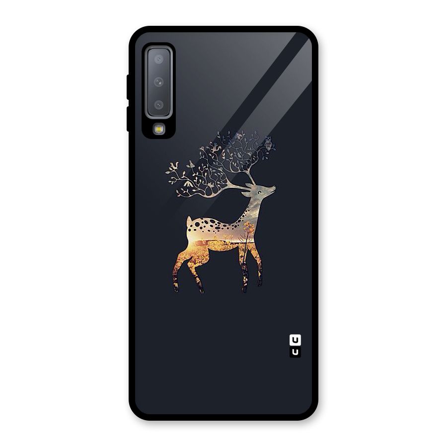 Black Deer Glass Back Case for Galaxy A7 (2018)