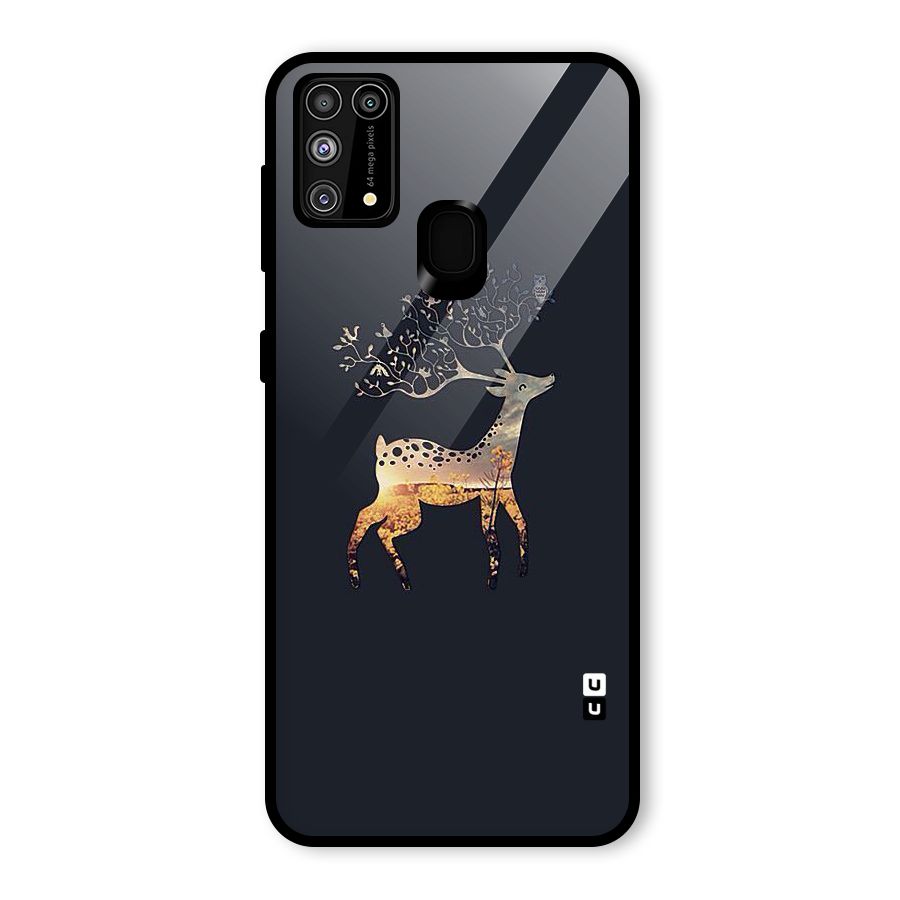 Black Deer Glass Back Case for Galaxy F41