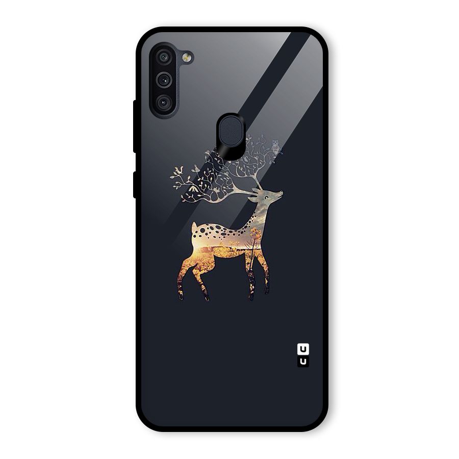 Black Deer Glass Back Case for Galaxy M11