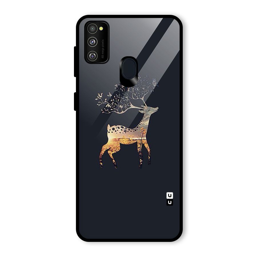 Black Deer Glass Back Case for Galaxy M21