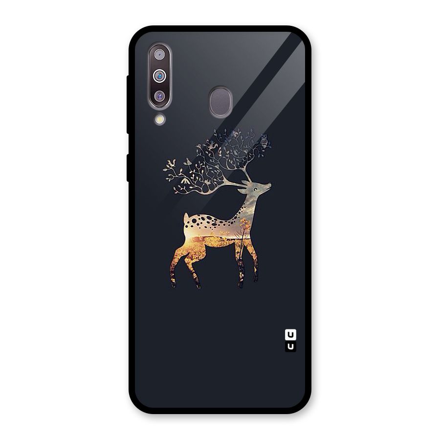 Black Deer Glass Back Case for Galaxy M30
