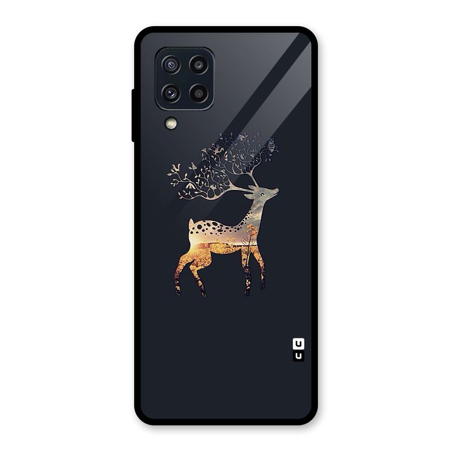 Black Deer Glass Back Case for Galaxy M32