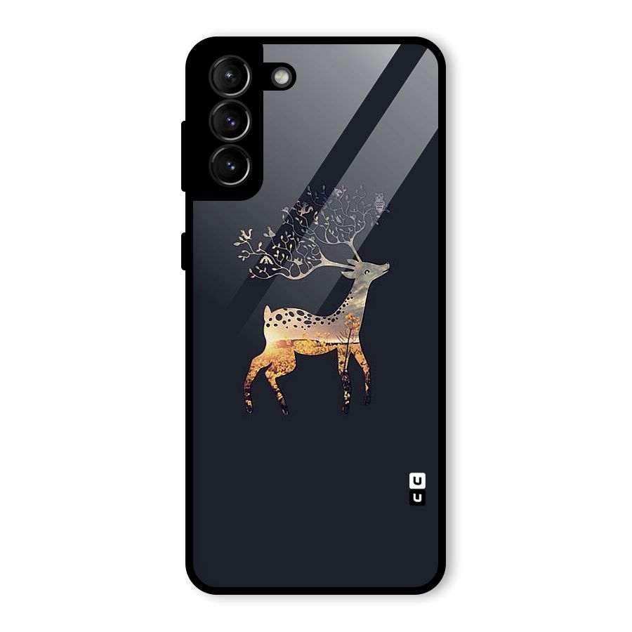 Black Deer Glass Back Case for Galaxy S21 Plus