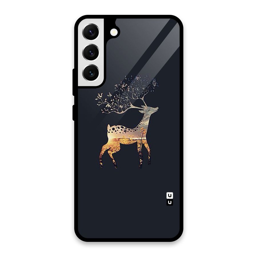 Black Deer Glass Back Case for Galaxy S22 Plus 5G
