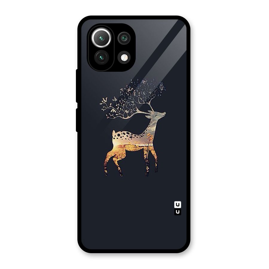 Black Deer Glass Back Case for Mi 11 Lite