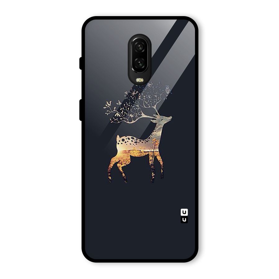 Black Deer Glass Back Case for OnePlus 6T