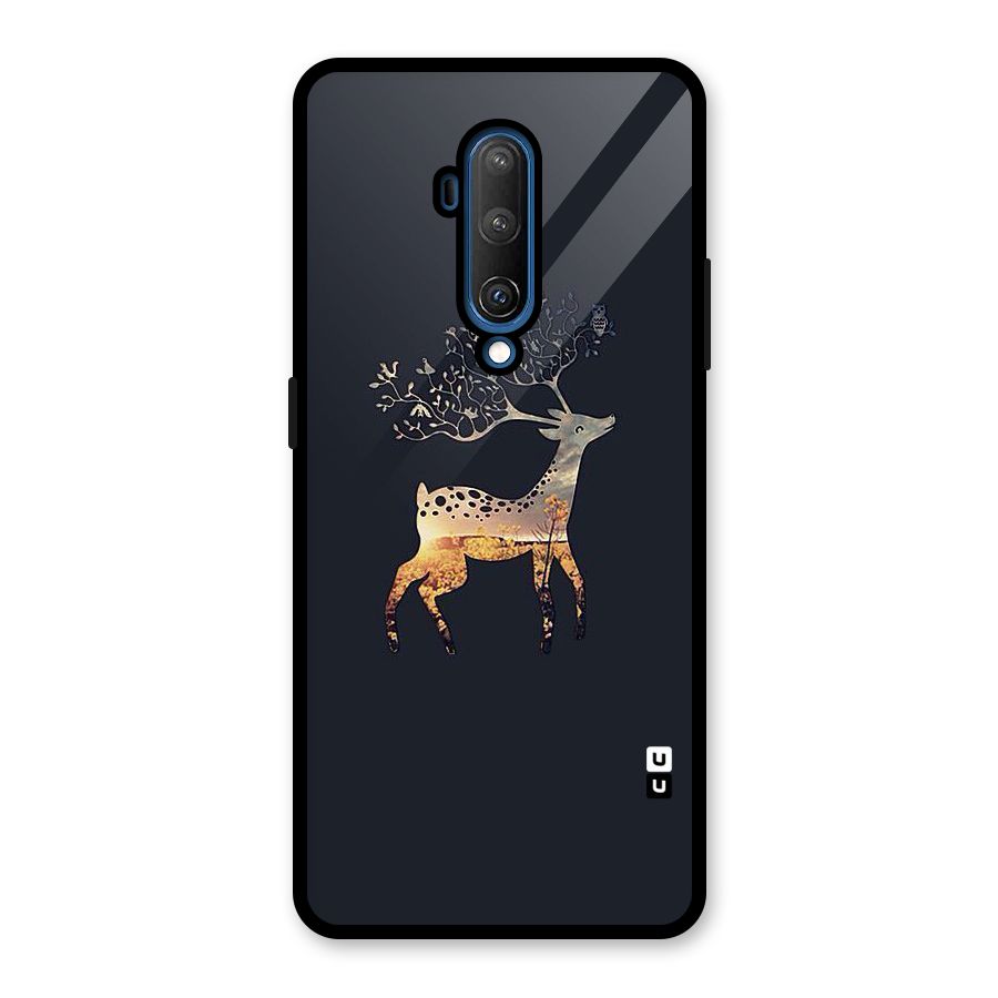 Black Deer Glass Back Case for OnePlus 7T Pro
