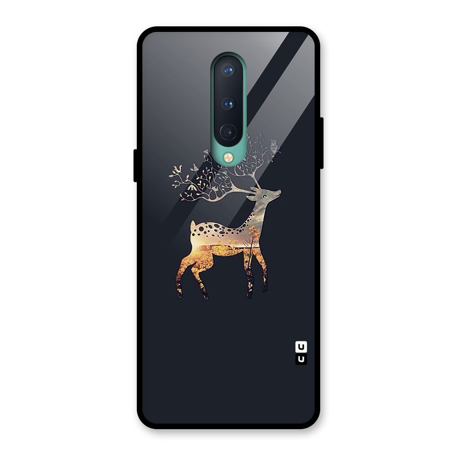 Black Deer Glass Back Case for OnePlus 8
