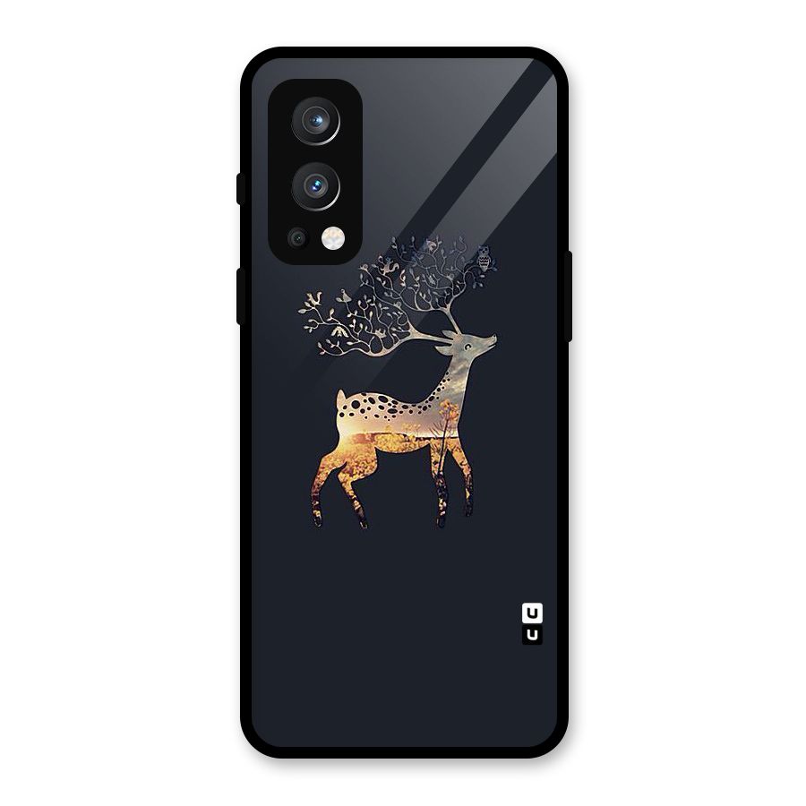 Black Deer Glass Back Case for OnePlus Nord 2 5G