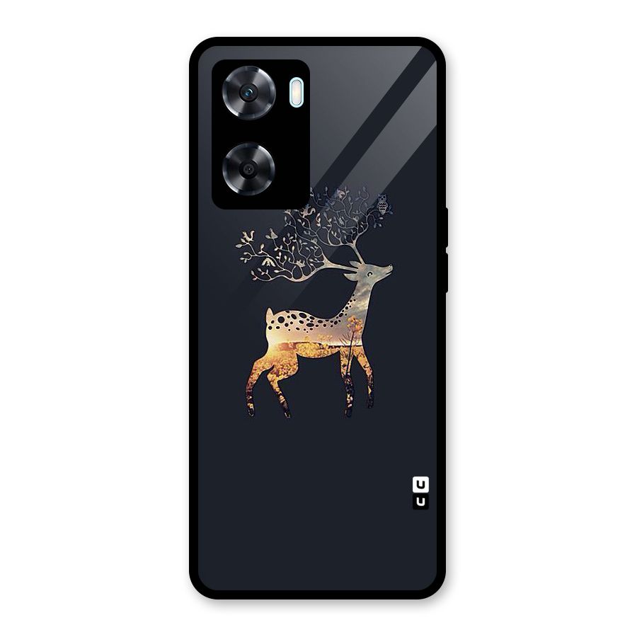 Black Deer Glass Back Case for Oppo A77