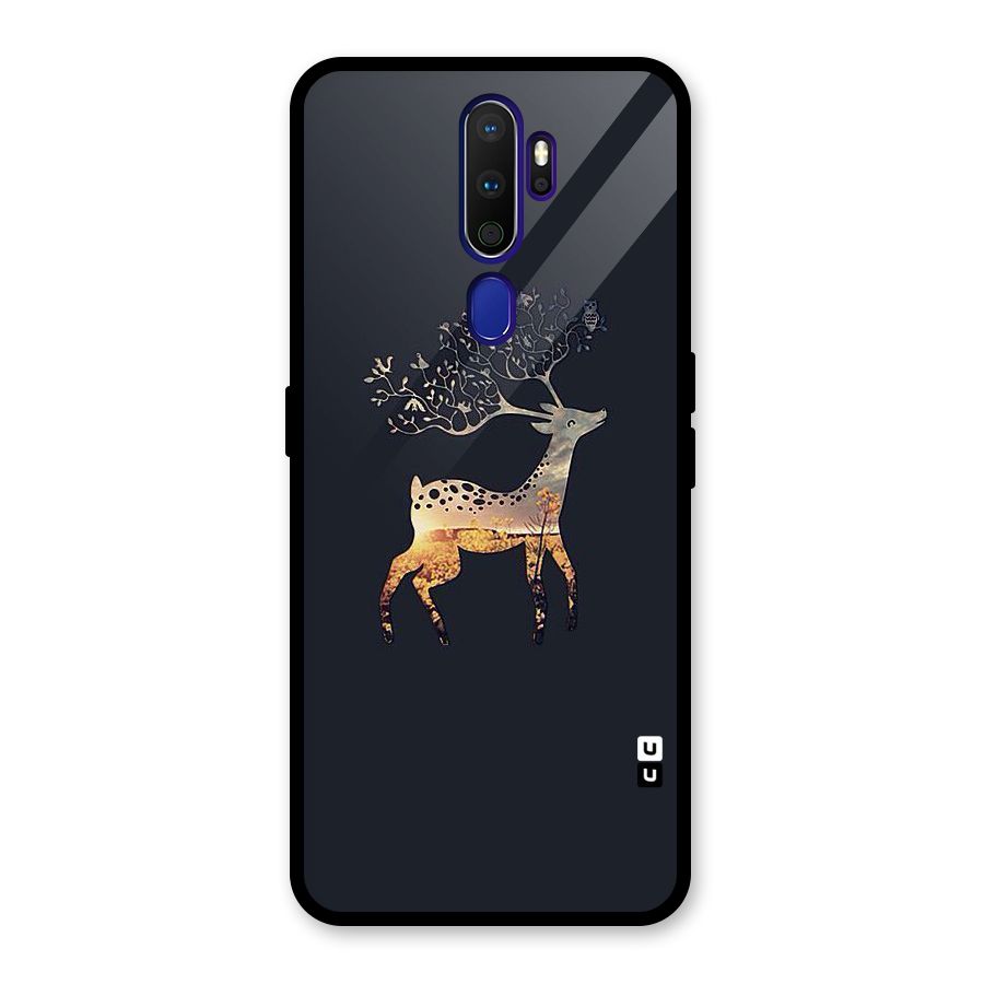Black Deer Glass Back Case for Oppo A9 (2020)