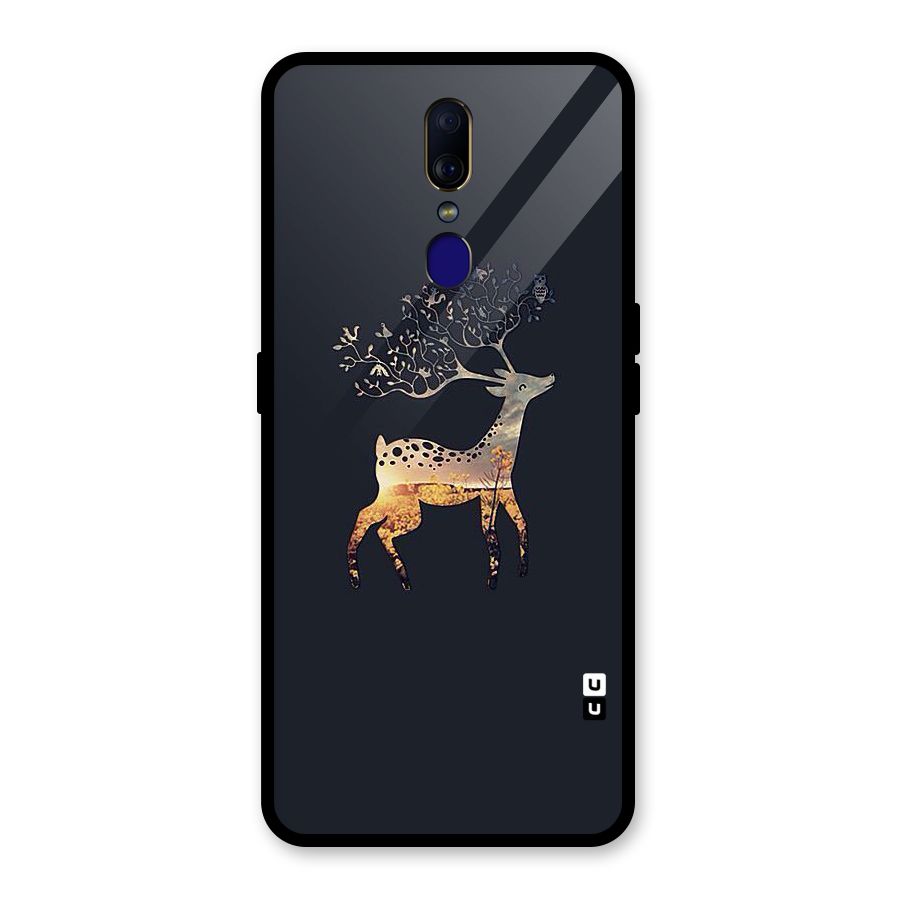 Black Deer Glass Back Case for Oppo F11