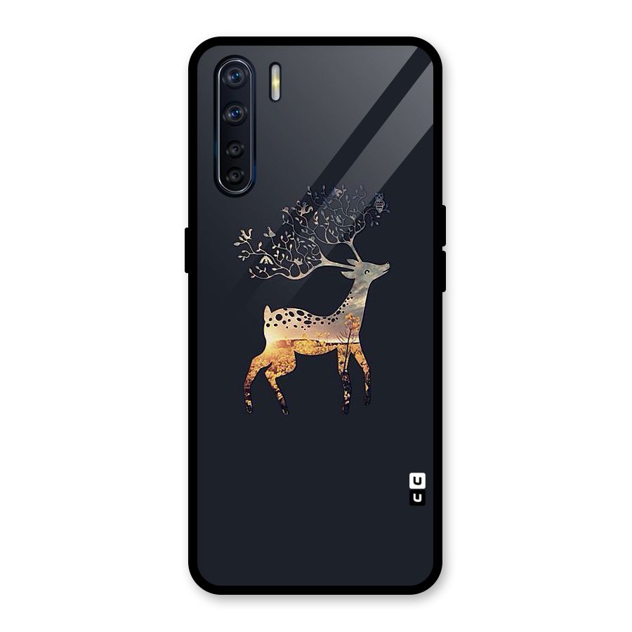 Black Deer Glass Back Case for Oppo F15