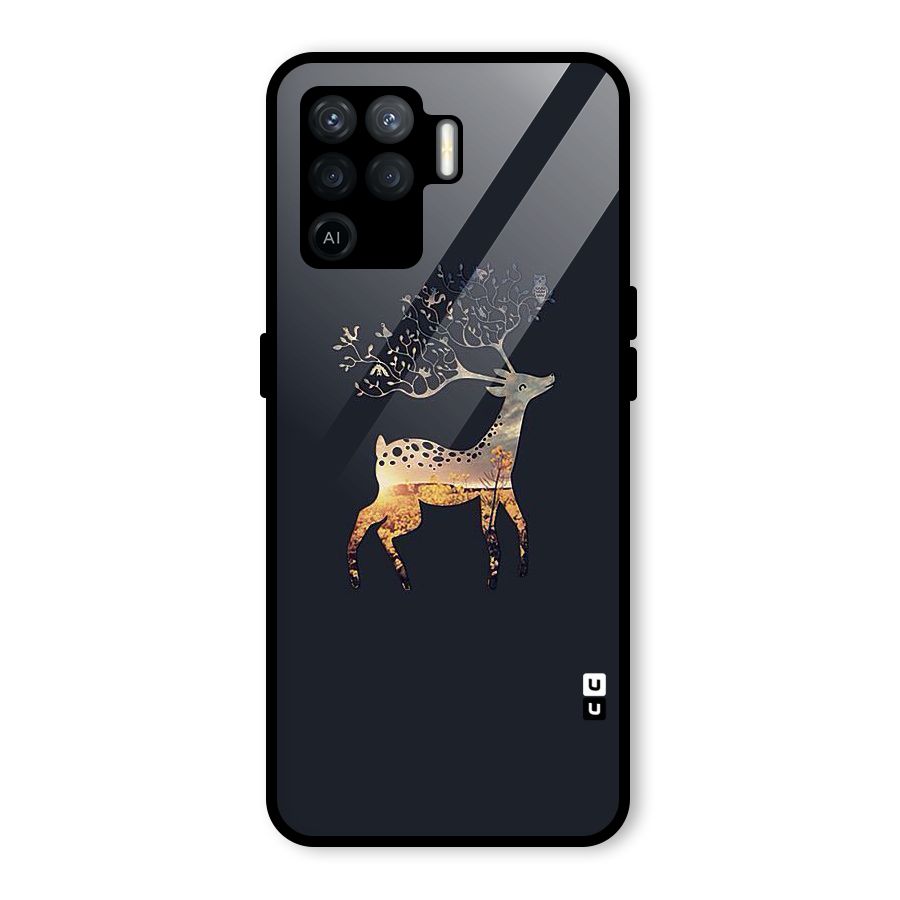 Black Deer Glass Back Case for Oppo F19 Pro