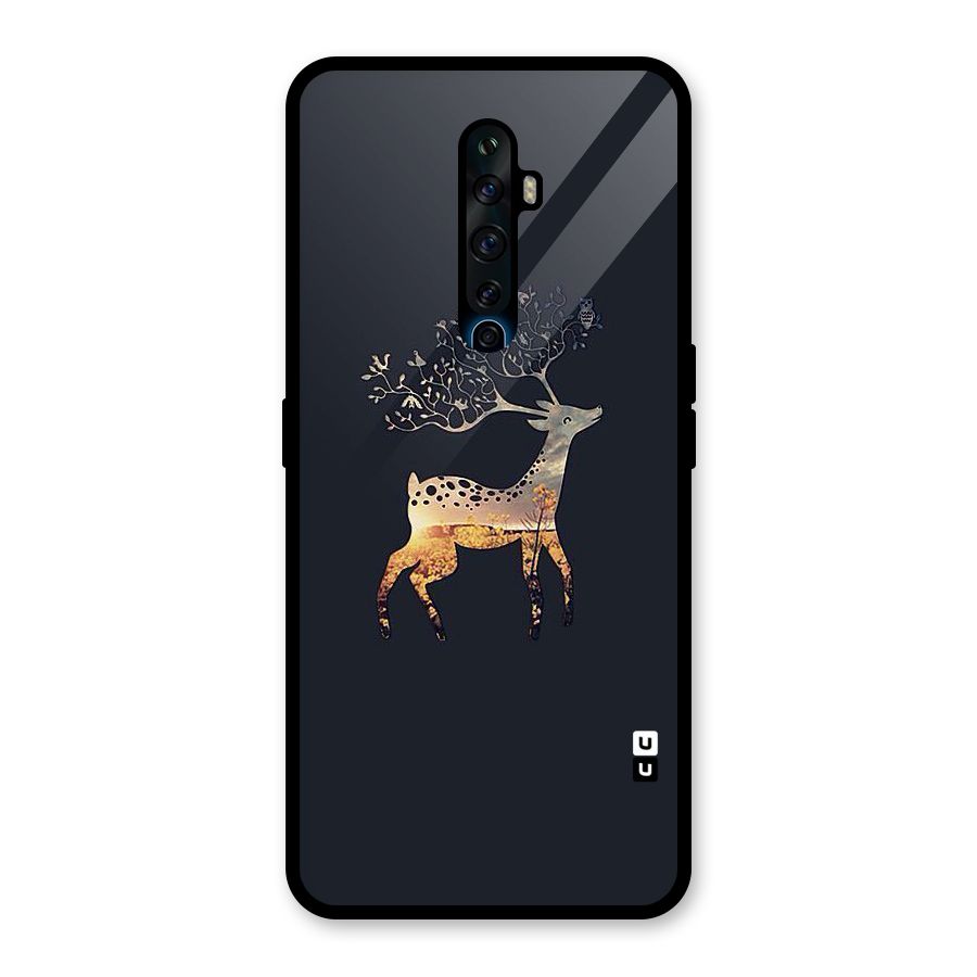 Black Deer Glass Back Case for Oppo Reno2 F