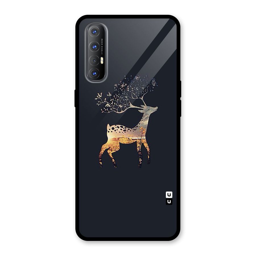 Black Deer Glass Back Case for Oppo Reno3 Pro