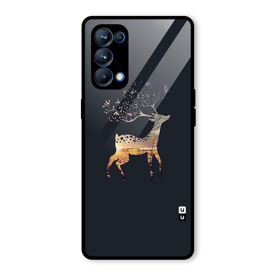 Black Deer Glass Back Case for Oppo Reno5 Pro 5G