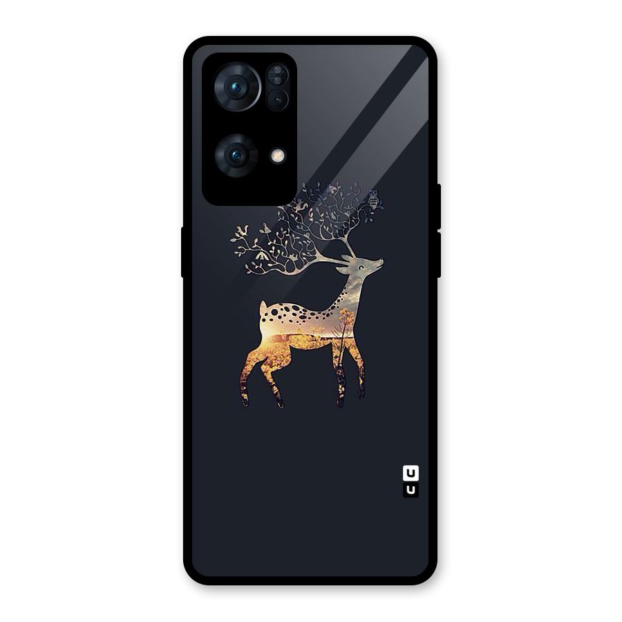 Black Deer Glass Back Case for Oppo Reno7 Pro 5G