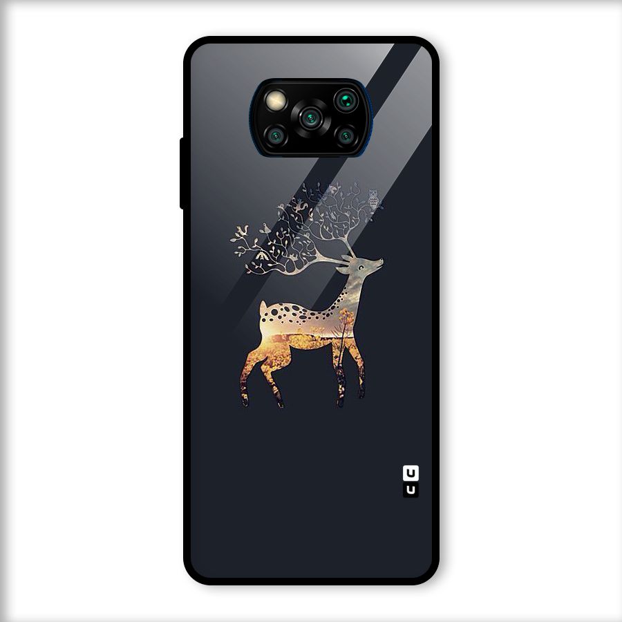 Black Deer Glass Back Case for Poco X3