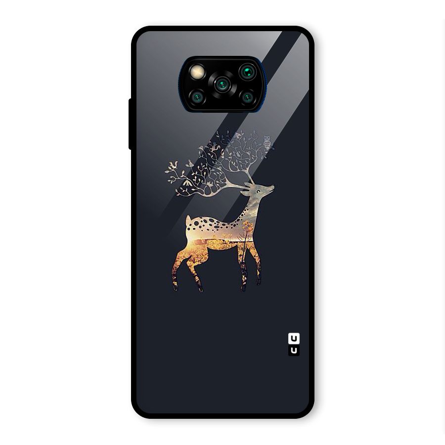 Black Deer Glass Back Case for Poco X3 Pro