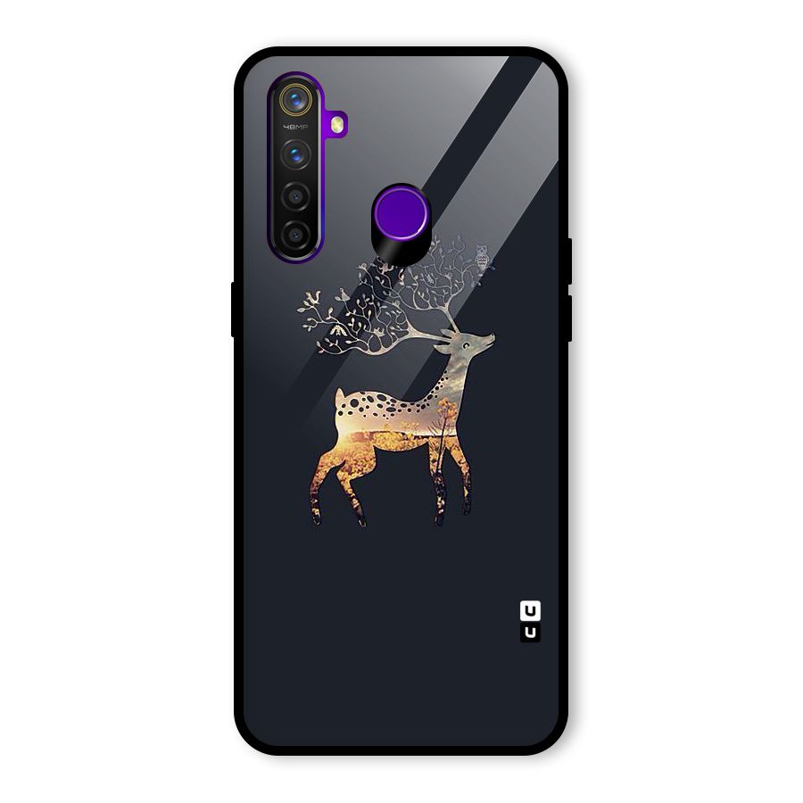 Black Deer Glass Back Case for Realme 5 Pro