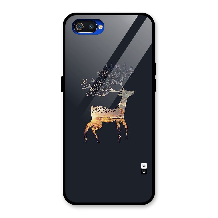 Black Deer Glass Back Case for Realme C2
