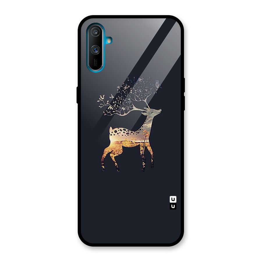 Black Deer Glass Back Case for Realme C3
