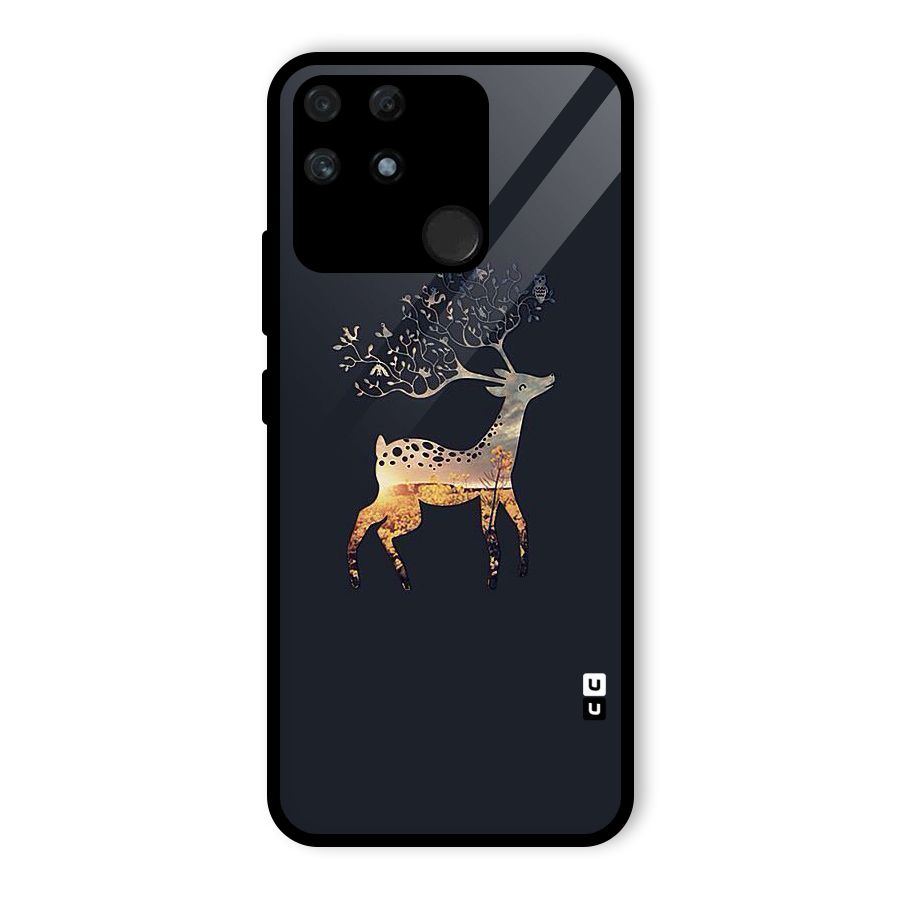 Black Deer Glass Back Case for Realme Narzo 50A