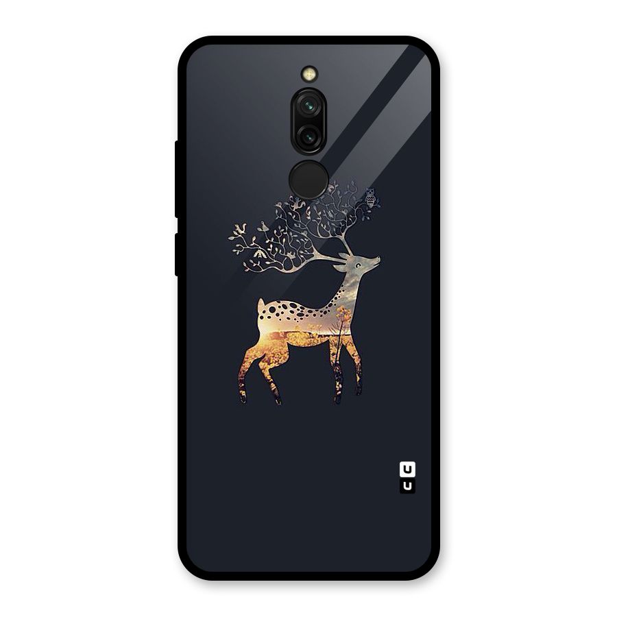 Black Deer Glass Back Case for Redmi 8