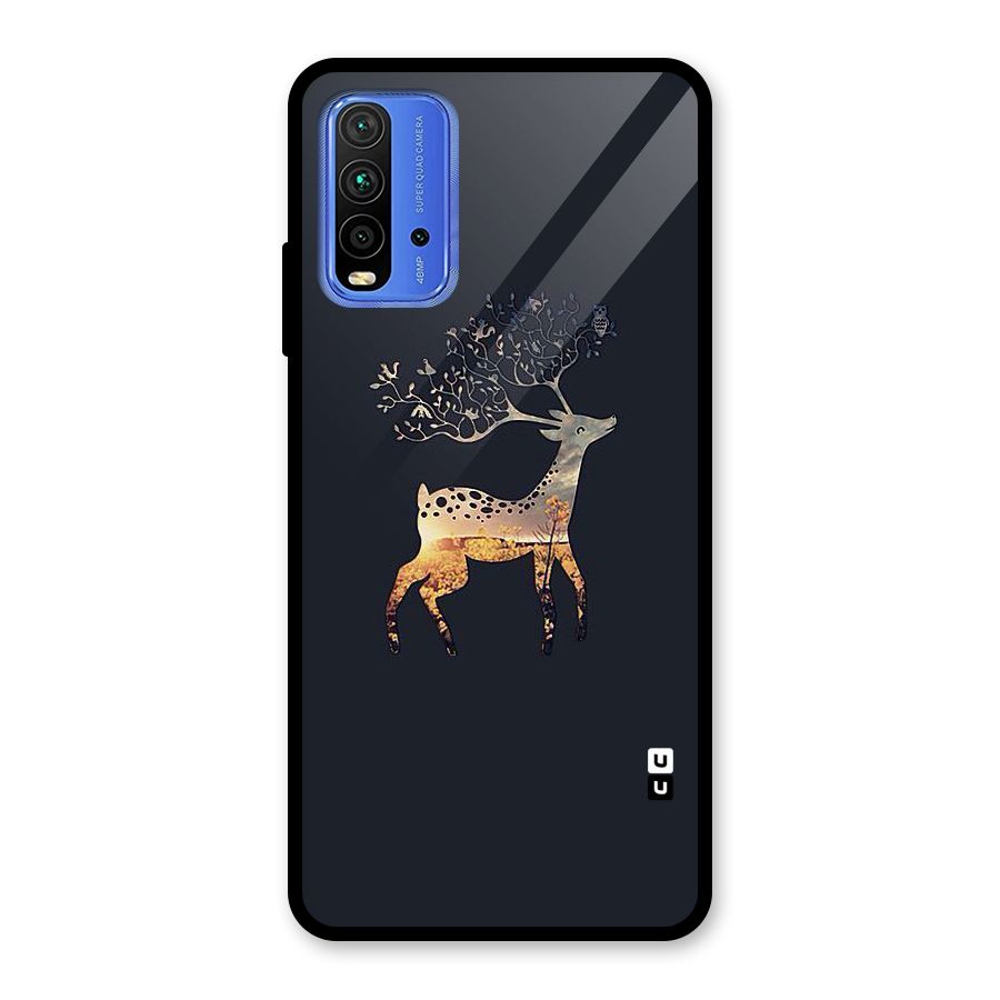 Black Deer Glass Back Case for Redmi 9 Power