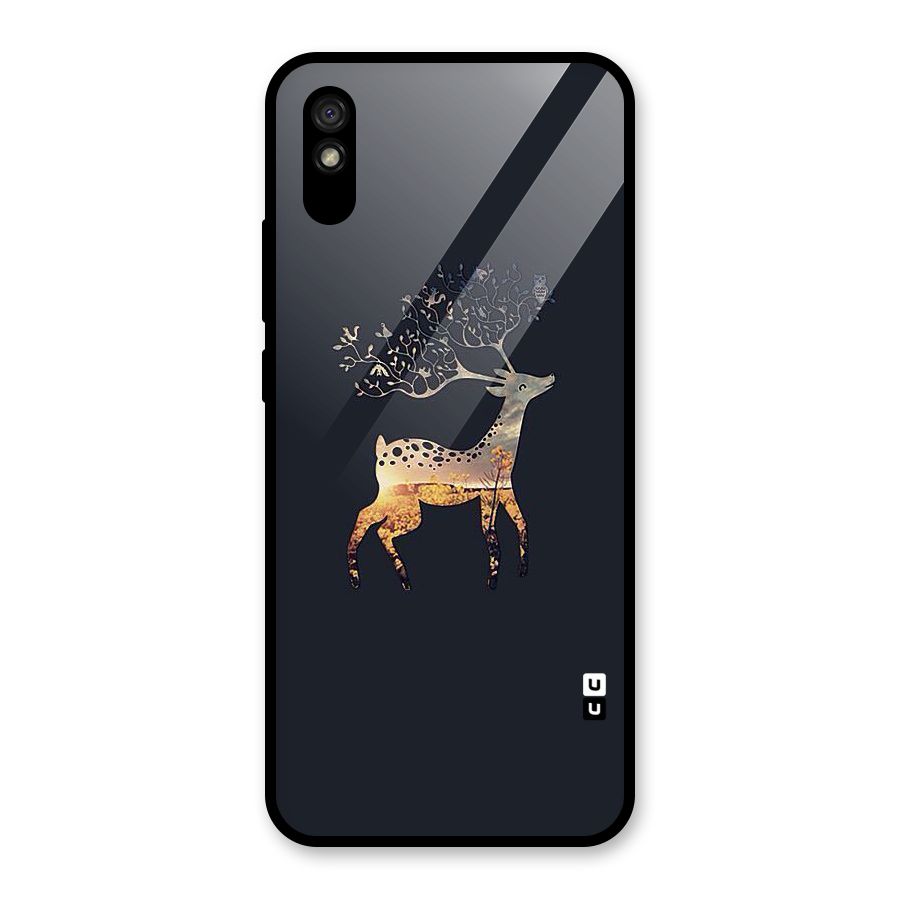 Black Deer Glass Back Case for Redmi 9i