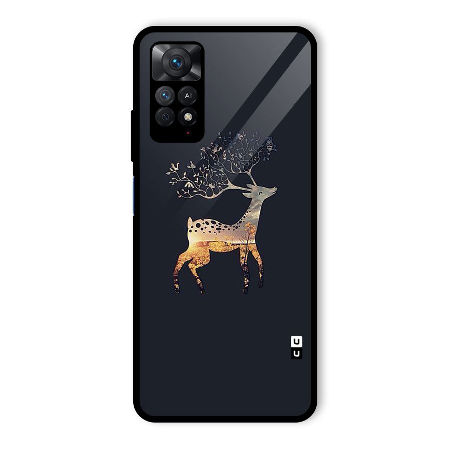 Black Deer Glass Back Case for Redmi Note 11 Pro