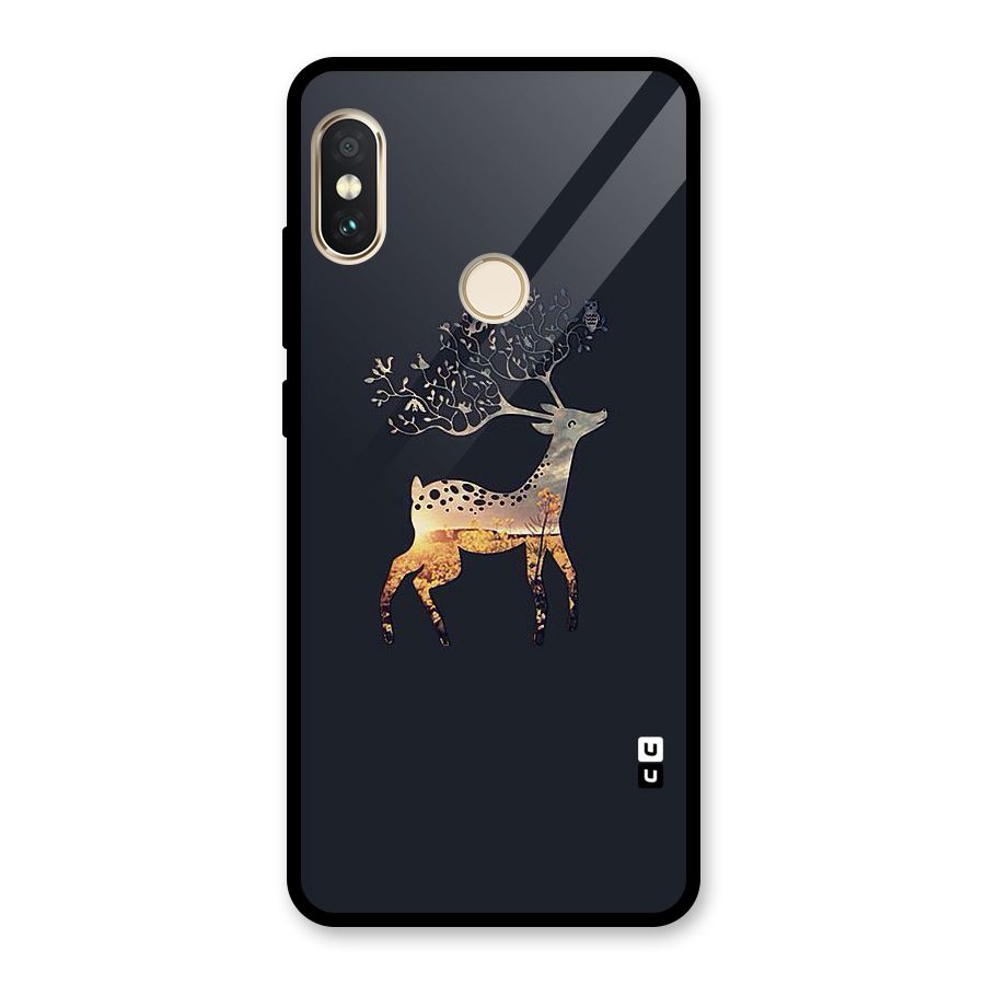 Black Deer Glass Back Case for Redmi Note 5 Pro