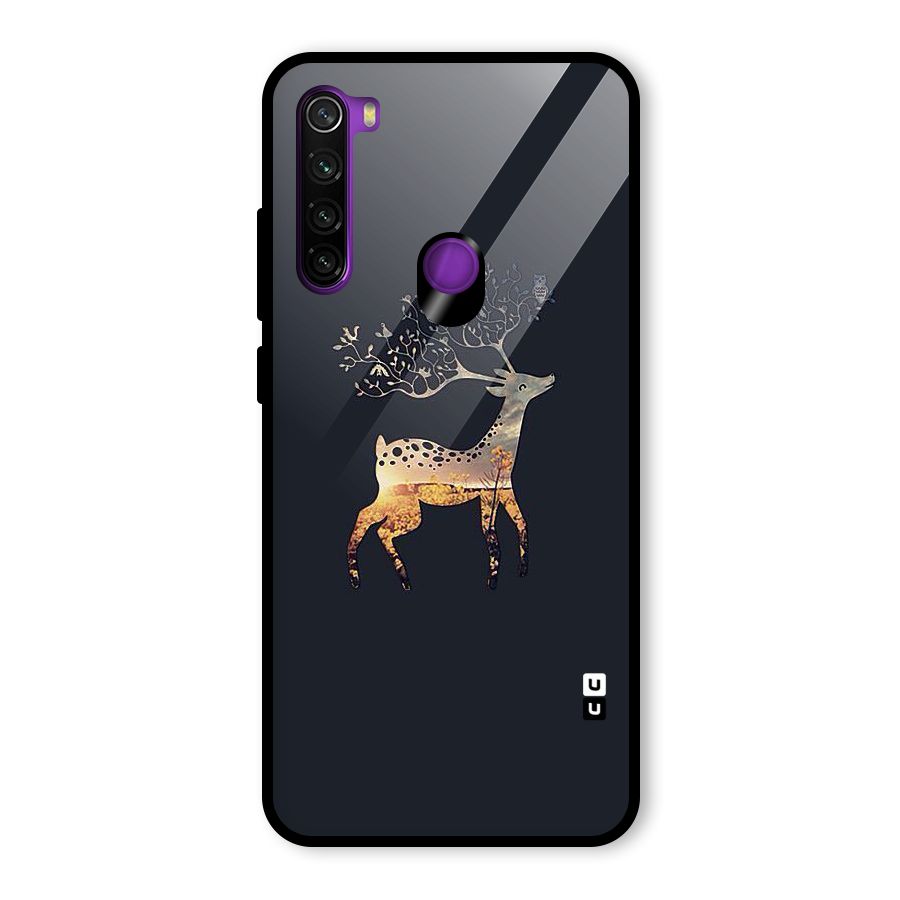 Black Deer Glass Back Case for Redmi Note 8
