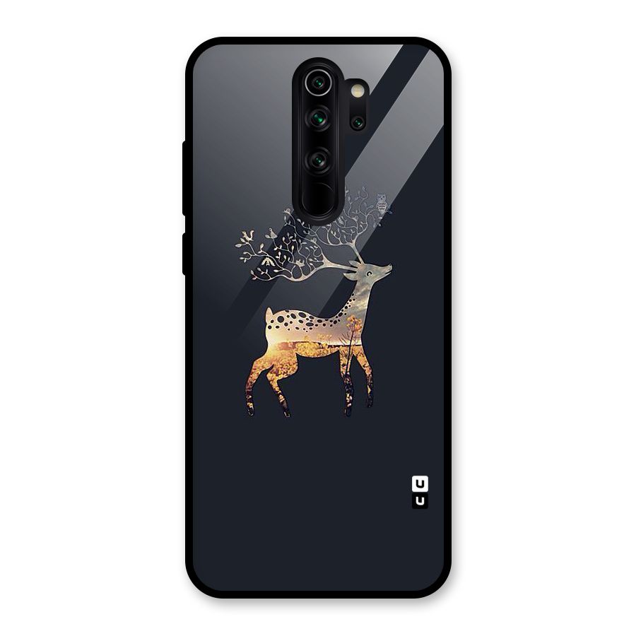 Black Deer Glass Back Case for Redmi Note 8 Pro