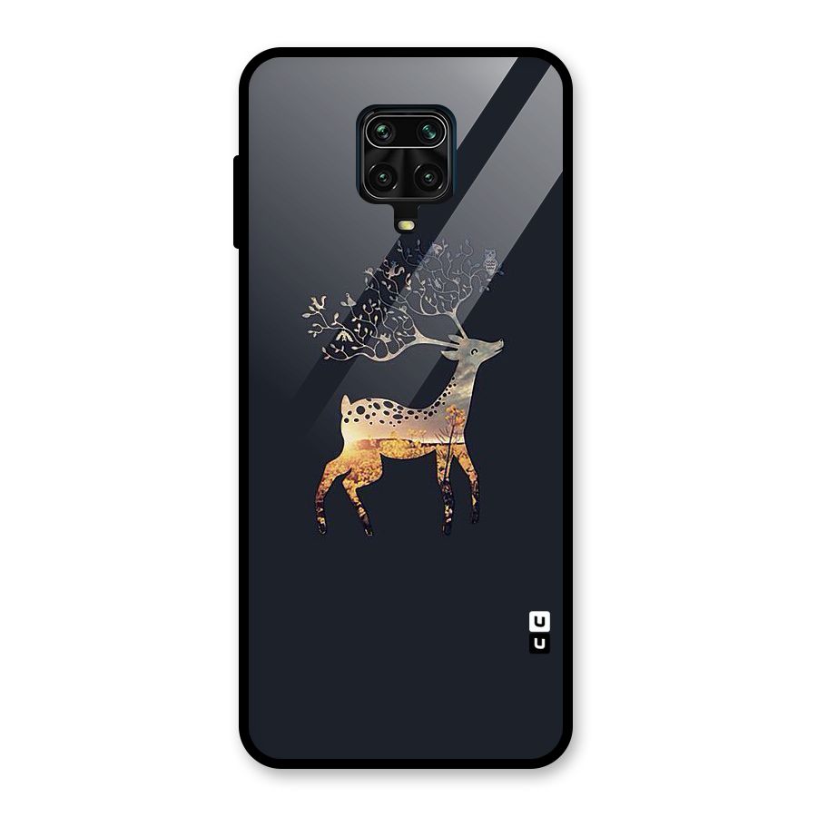 Black Deer Glass Back Case for Redmi Note 9 Pro