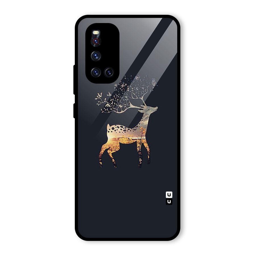 Black Deer Glass Back Case for Vivo V19