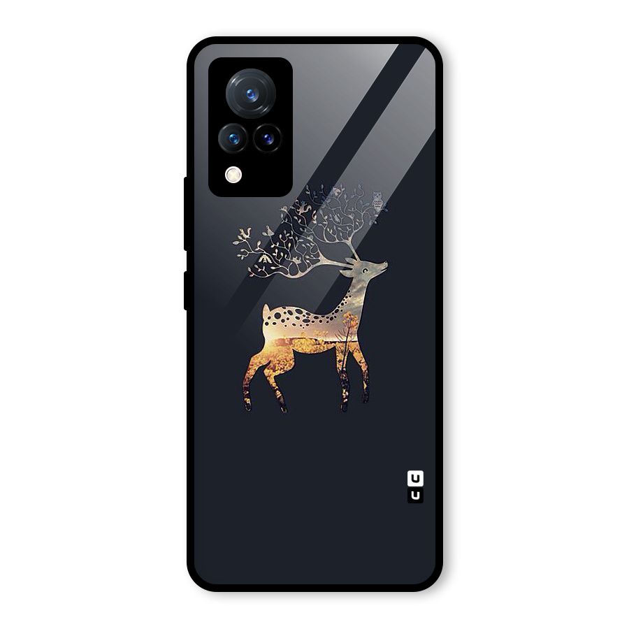 Black Deer Glass Back Case for Vivo V21 5G