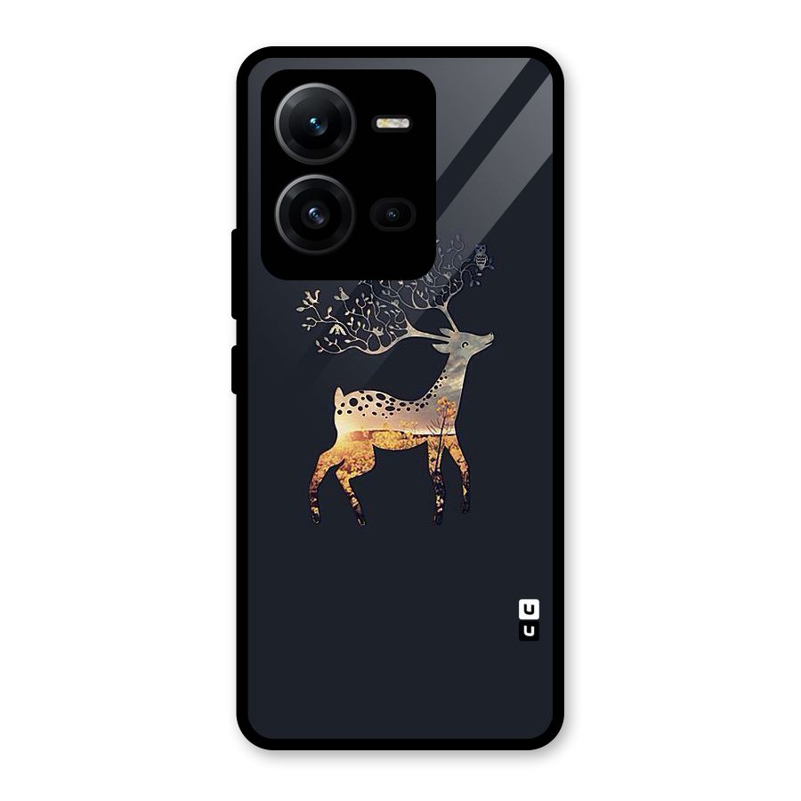 Black Deer Glass Back Case for Vivo V25