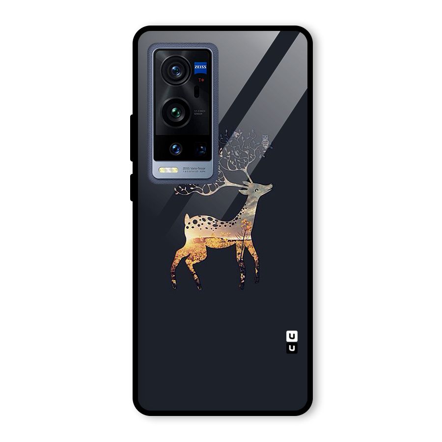 Black Deer Glass Back Case for Vivo X60 Pro Plus