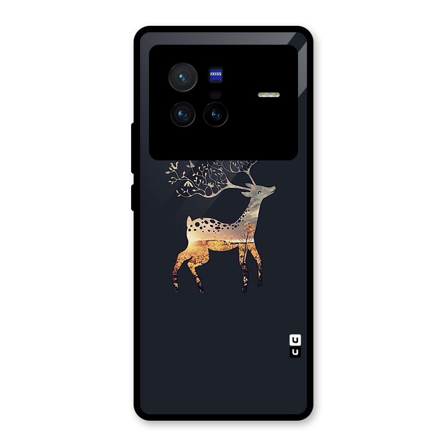 Black Deer Glass Back Case for Vivo X80