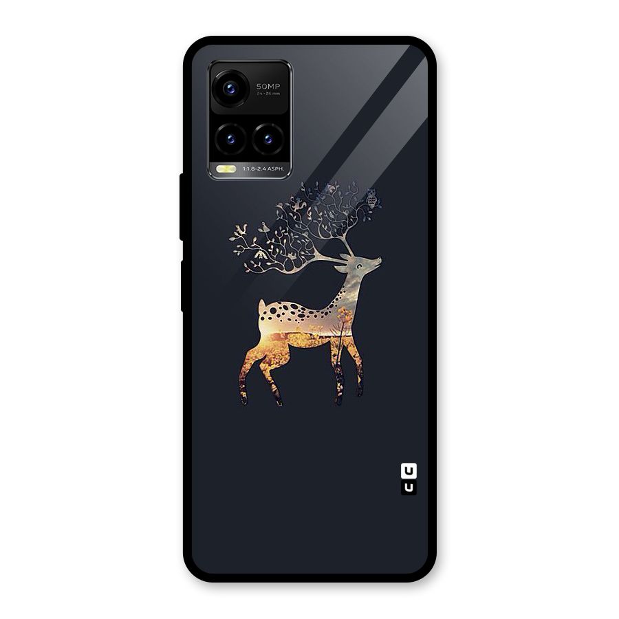 Black Deer Glass Back Case for Vivo Y21A