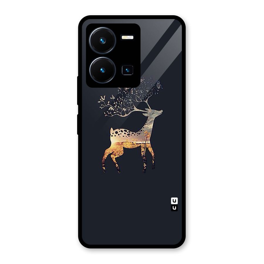 Black Deer Glass Back Case for Vivo Y35