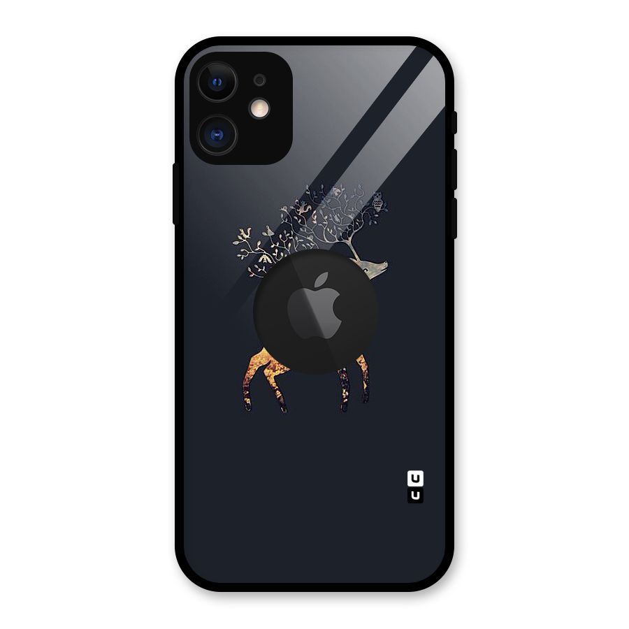 Black Deer Glass Back Case for iPhone 11 Logo Cut
