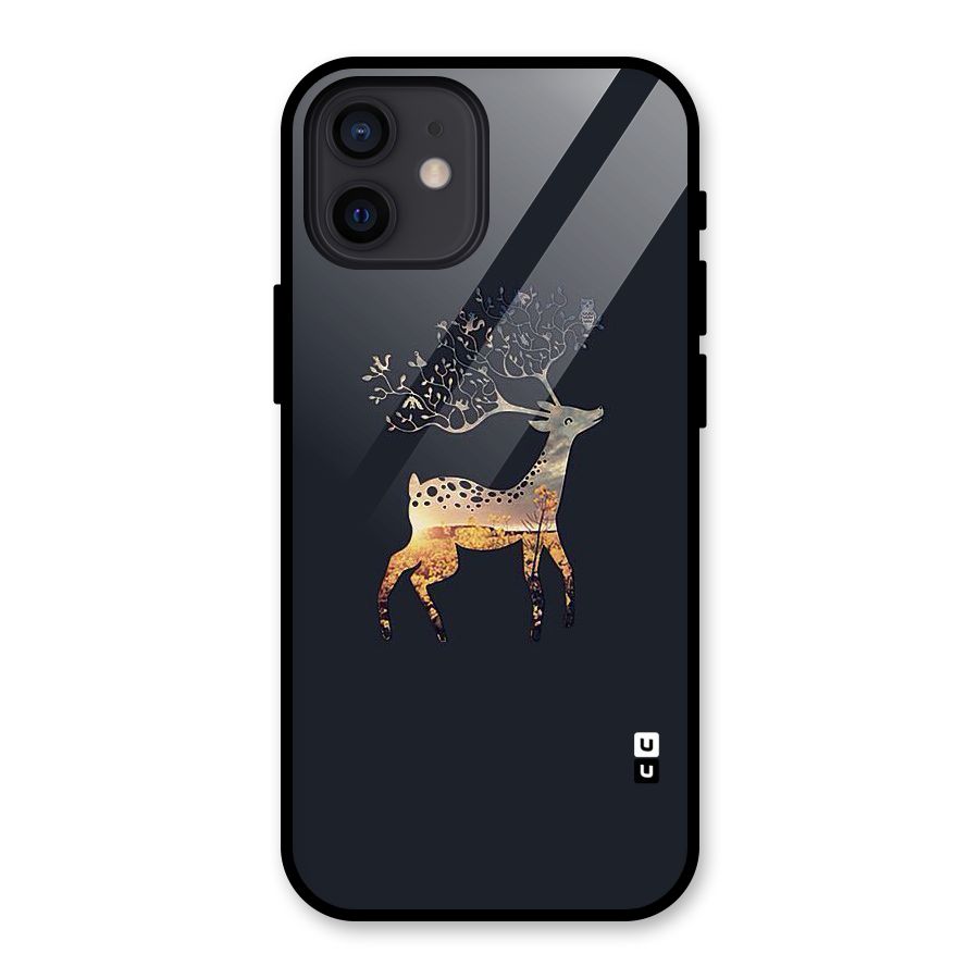 Black Deer Glass Back Case for iPhone 12