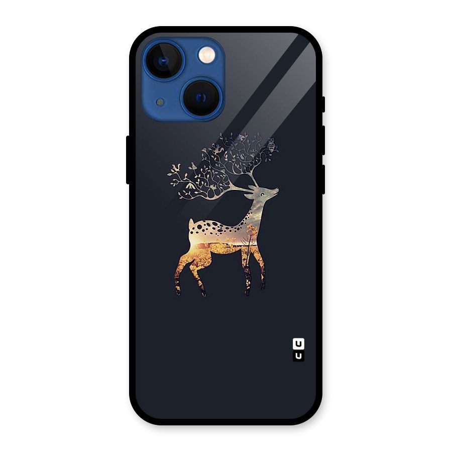 Black Deer Glass Back Case for iPhone 13 Mini