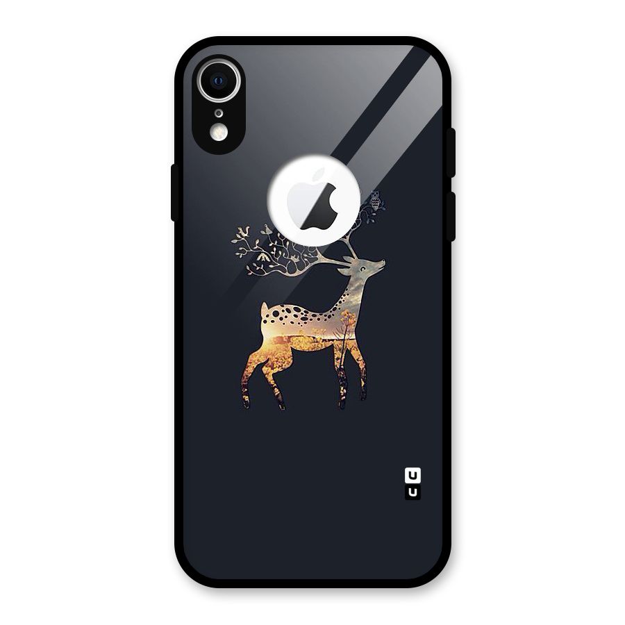 Black Deer Glass Back Case for iPhone XR Logo Cut
