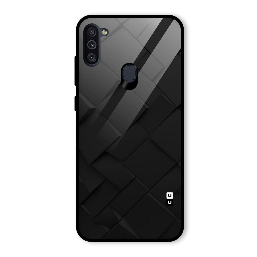 Black Elegant Design Glass Back Case for Galaxy M11