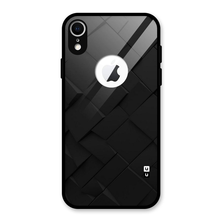 Black Elegant Design Glass Back Case for iPhone XR Logo Cut